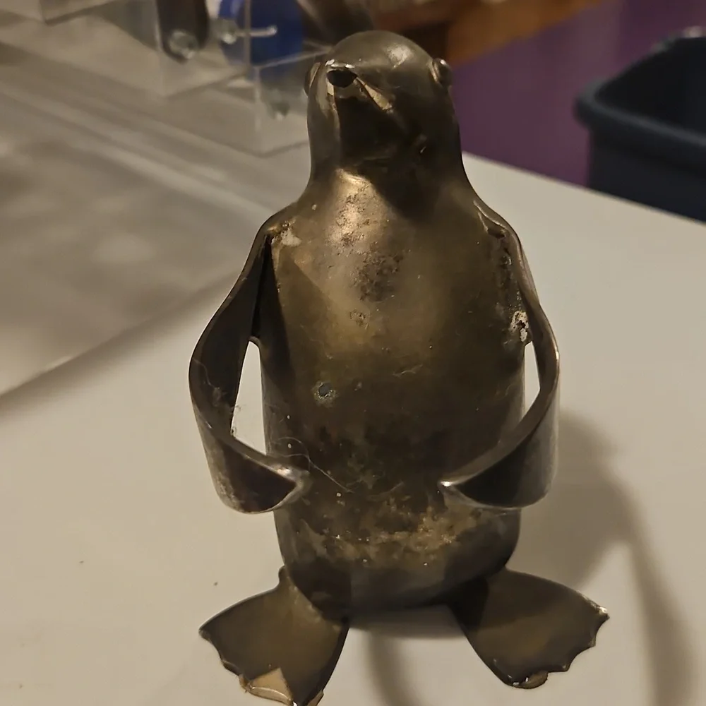 2 Restoration Hardware Heavy Silverplated PENGUIN Candleholders 5.5
